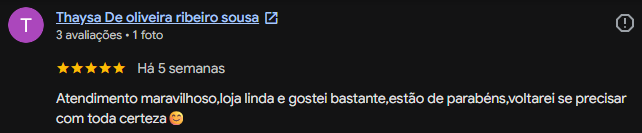 Avaliação de Thaysa De oliveira ribeiro sousa no Google